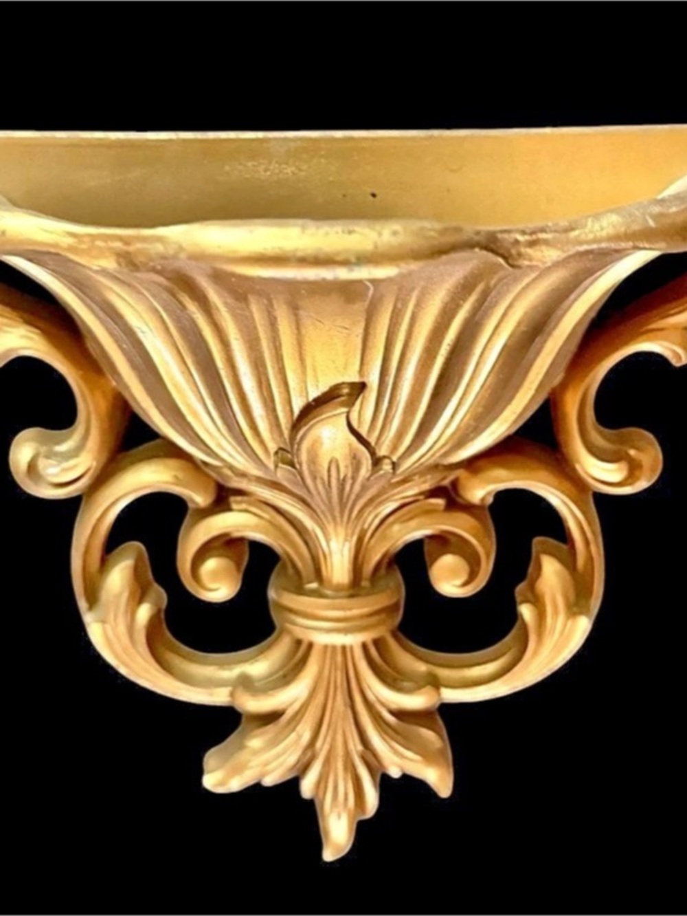 Wall Pocket Planter Dart Hollywood Regency Ornate Gold Acanthus Vintage 1962